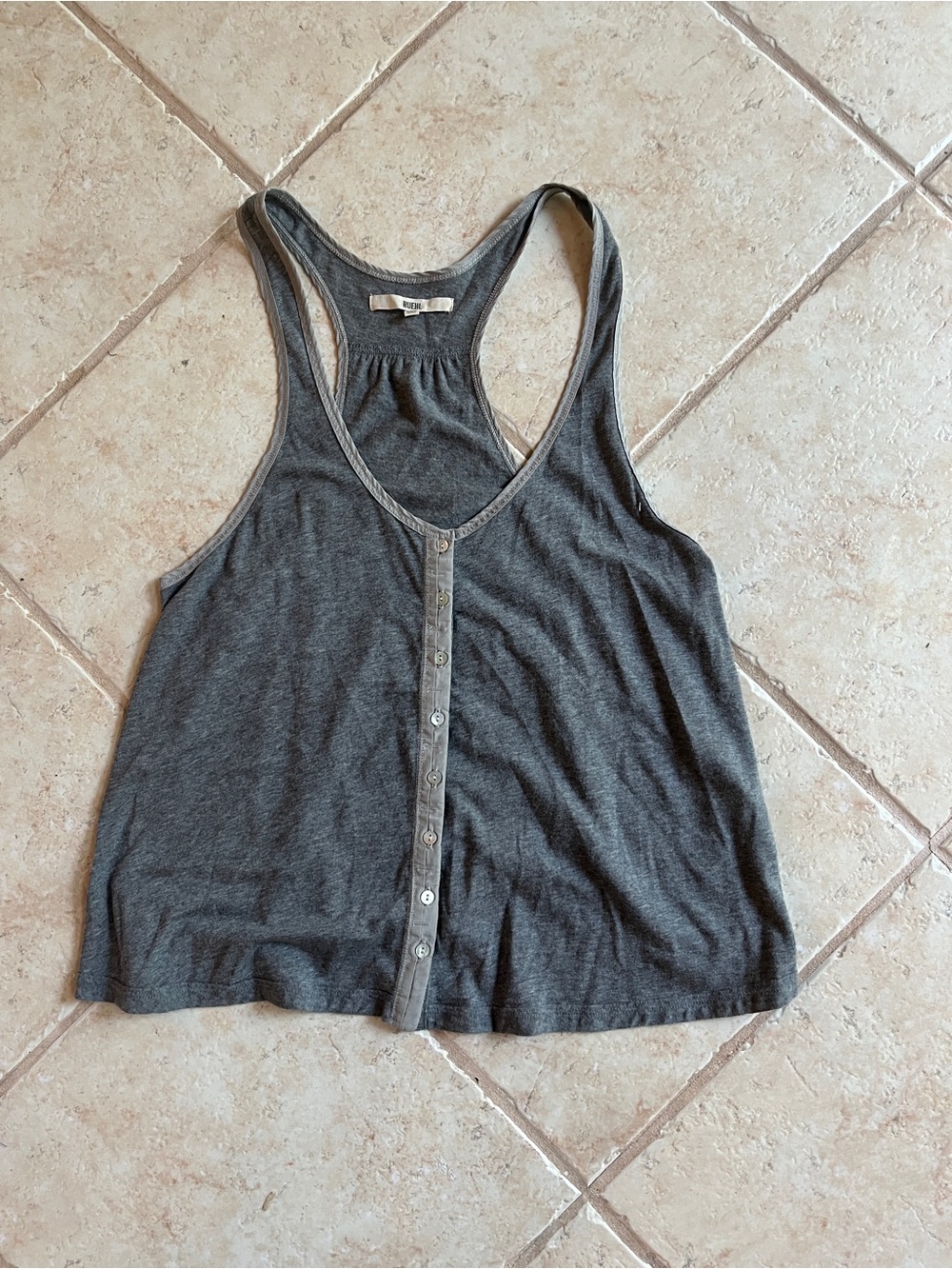 vintage y2k Ruehl (hollister) button gray swing top size XS